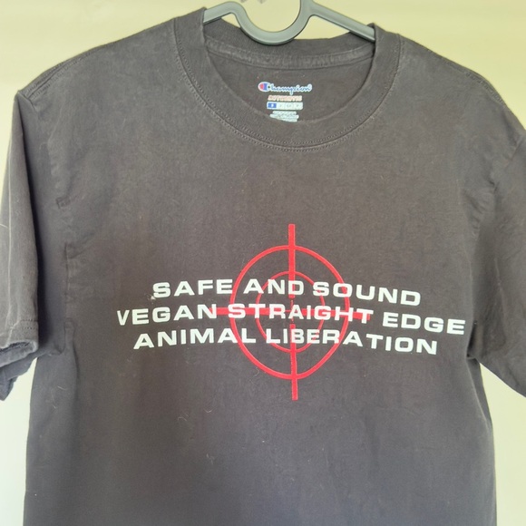 Safe and Sound Vegan Straight Edge Animal Liberation Tshirt - Picture 2 of 9